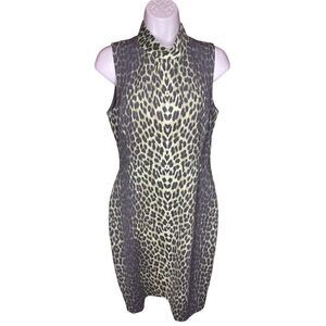 Kay Unger Green Animal Print Sheath Dress with Jacket Size 8